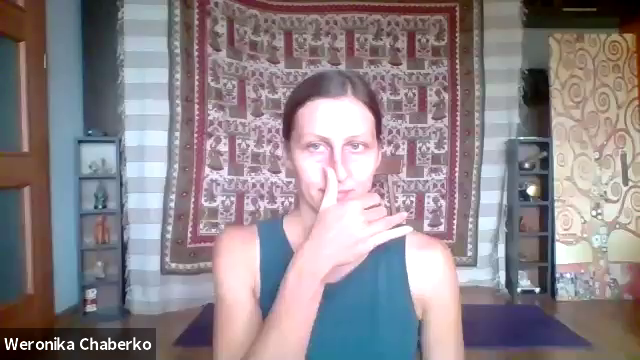 Weronika teaches anuloma viloma during one of her online yoga classes
